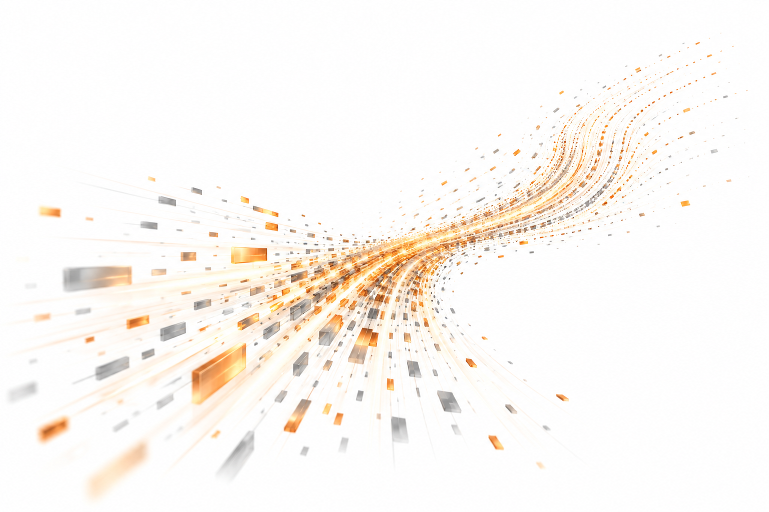 Amber and graphite data fragments converge into an ordered digital stream.